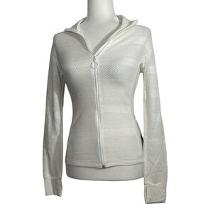 BCBG MaxAzria Off-White Lyra Zip Up Mesh Jacket